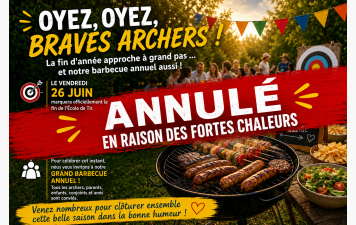 24 juin 2026 - Annulation du Barbecue de fin d’Ecole de Tir