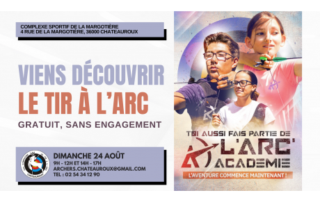 23 août 2025 - Envie d'essayer le tir à l'arc? Porte ouverte, demain, à la Margotière